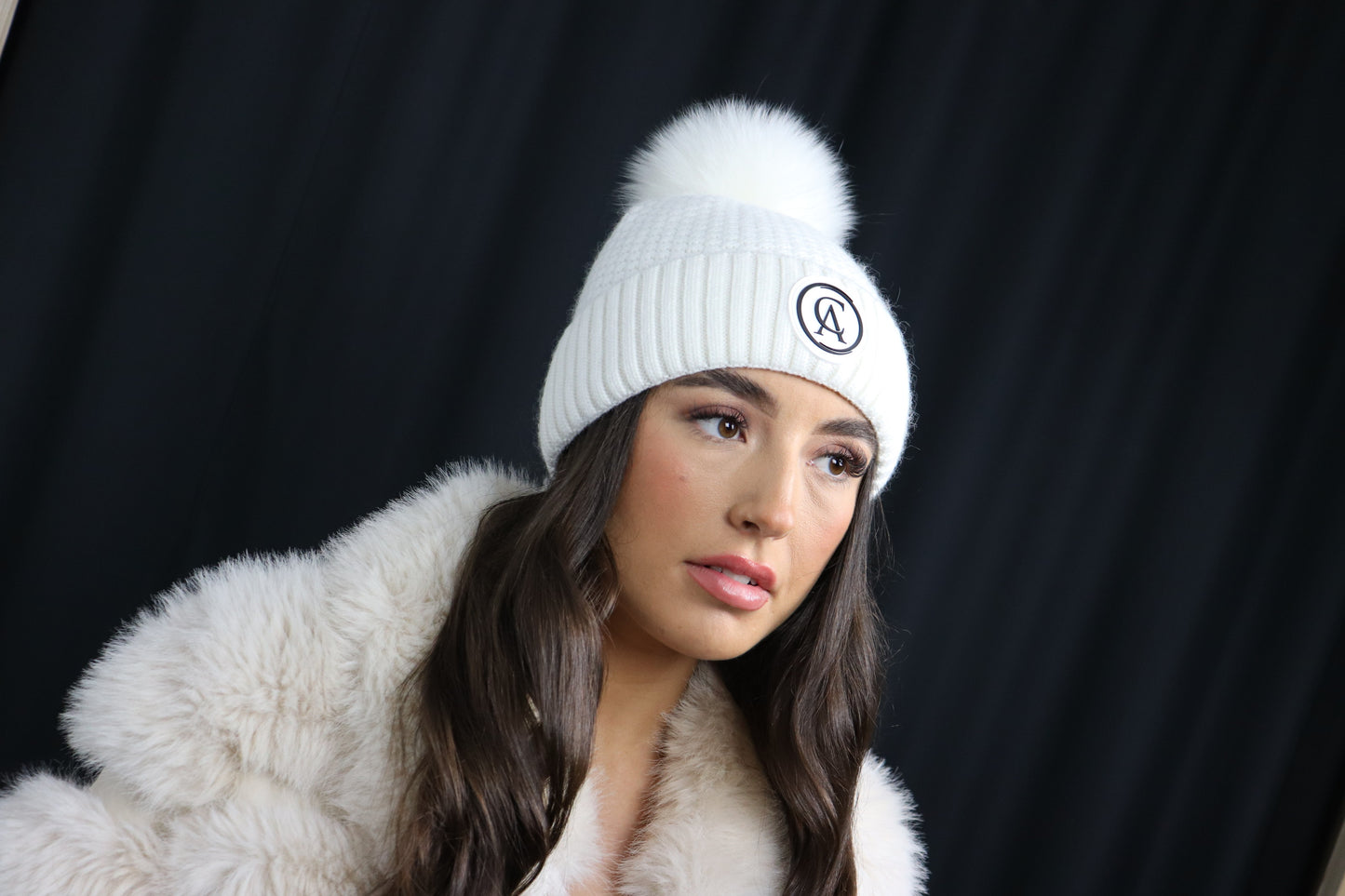 White Carl Anthony Winter Cashmere Hat