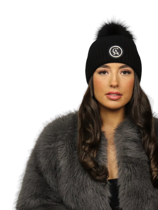 Black Carl Anthony Winter Cashmere Hat