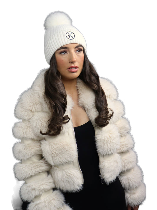 White Carl Anthony Winter Cashmere Hat